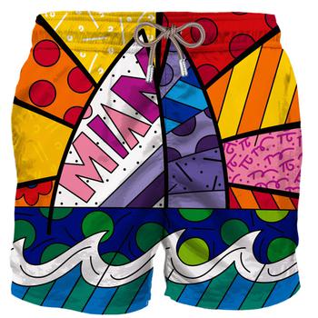 商品Mc2 Saint Barth | MC2 Saint Barth Man Swim Shorts With Miami Print | ©britto Special Edition,商家Italist,价格¥1187图片