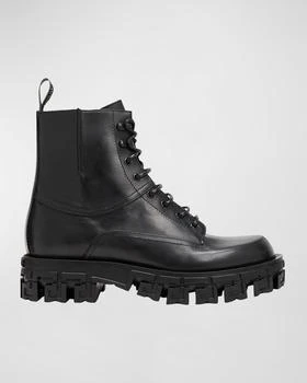 Versace | Men's Greca-Sole Leather Combat Boots 