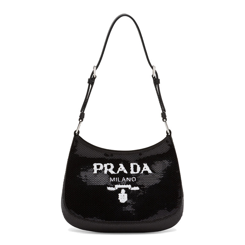 Prada | 【预售3-7天】PRADA/普拉达 21年秋冬Cleo系列 女士黑色织物材质附可调式皮革饰带金属配件正面刺绣徽标手提斜跨单肩包1BC169_2DWY_F0967_V_HPO商品图片,8折, 包邮包税