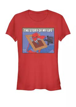 Marvel | Spider-Man The Story Of My Life Funny Meme Short Sleeve Graphic T-Shirt商品图片,