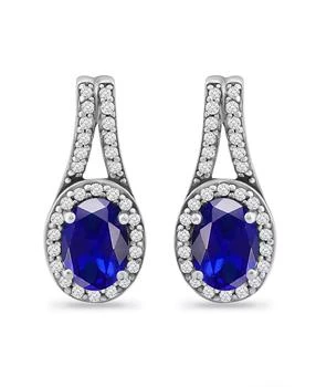 Giani Bernini | Simulated Blue Sapphire and Cubic Zirconia Halo Earrings,商家Macy's,价格¥227