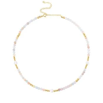 Olivia Le | Morganite Heart Beaded Necklace,商家Verishop,价格¥593