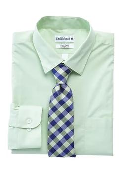 推荐Stretch Solid Dress Shirt and Printed Tie Set商品