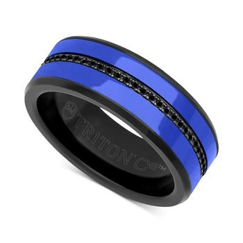 Triton | Men's Black Sapphire & Ceramic Wedding Band (1/4 ct. t.w.) in Tungsten Carbide,商家Macy's,价格¥4461