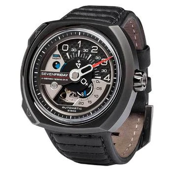 推荐SevenFriday Men's Automatic Watch - V-Series Black Semi-Matte Leather Strap | V3-01商品