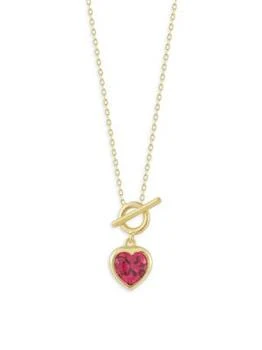 Chloe & Madison | 14K Goldplated Sterling Silver & Cubic Zirconia Heart Toggle Pendant Necklace,商家Saks OFF 5TH,价格¥358
