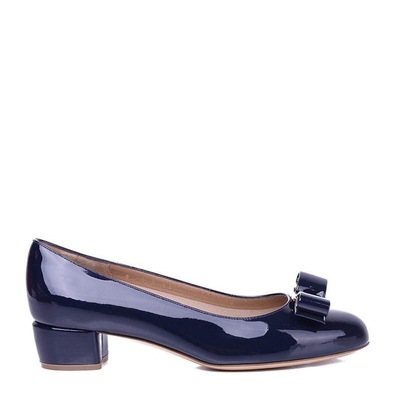 牛皮菲拉格慕皮带, Salvatore Ferragamo | Salvatore Ferragamo 菲拉格慕 女士藏蓝色光面牛皮粗跟鞋低跟鞋 0539449-NP-C-O-BL商品图片 独家减免邮费