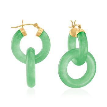 商品Ross-Simons Jade Removable Circle Hoop Drop Earrings in 14kt Yellow Gold,商家Premium Outlets,价格¥1818图片