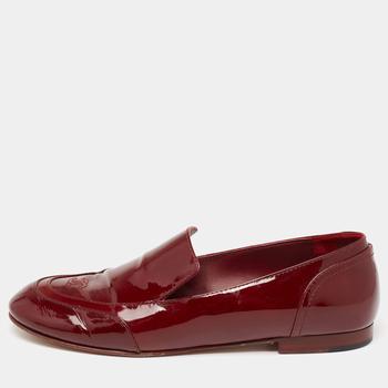 美国香奈儿鞋, [二手商品] Chanel | Chanel Burgundy Patent Leather CC Loafers Size 39.5商品图片 9.4折, 满1件减$100, 满减