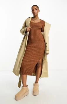 推荐Long Sleeve Midi Sweater Dress商品
