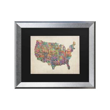 Trademark Global | Michael Tompsett US Cities Text Map VI Matted Framed Art - 27" x 33",商家Macy's,价格¥692