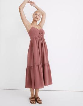 女装Madewell, Madewell | Ruched Keyhole Tiered Midi Dress商品图片 5折×额外5折, 额外五折