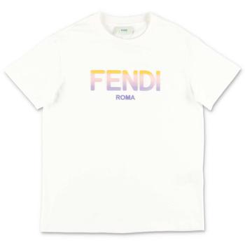 推荐Fendi Kids Logo Printed Crewneck T-Shirt商品