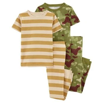 Carter's | Little Boys Camo Striped 100% Snug Fit Cotton Pajamas, 4 Piece Set 3.5折