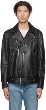Acne Studios | Black Zip Leather Jacket商品图片,