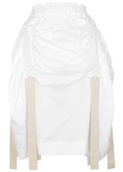 Simone Rocha | Ruched cotton-poplin skirt商品图片,满$500享8.5折, 满折