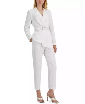 Tahari | Women's Belted Asymmetrical Jacket & Slim-Fit Pantsuit Set,商家Macy's,价格¥1710