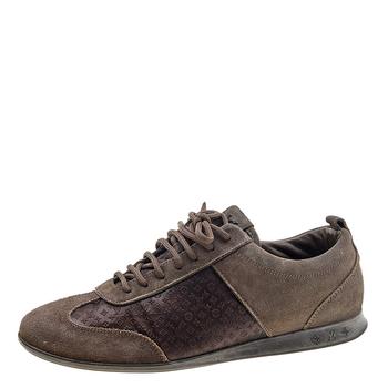 lv低帮鞋, [二手商品] Louis Vuitton | Louis Vuitton Brown Suede And Monogram Satin Low Top Sneakers Size 37.5商品图片 