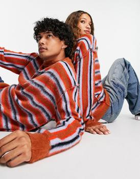 推荐Reclaimed Vintage fluffy unisex jumper in stripe商品