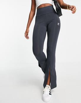美国阿迪达斯, Adidas | adidas Originals '80's Aerobic' split front flared trousers in black商品图片 8折起