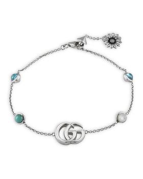 商品Sterling Silver Marmont Multi-Gemstone Double G Logo Chain Link Bracelet图片