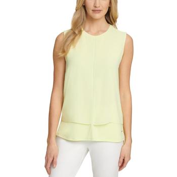 推荐DKNY Womens Mixed Media Scoop Neck Shell商品