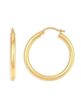 商品14K Yellow Gold Tube Hoop Earrings图片