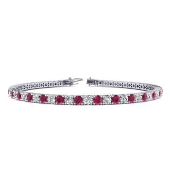 SSELECTS | 4 1/2 Carat Ruby And Diamond Tennis Bracelet In 14 Karat White Gold, 8 1/2 Inches,商家Premium Outlets,价格¥17656