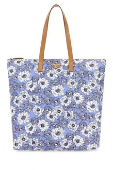 Prada | Prada Allover Floral Printed Triangle Logo Tote Bag 7.9折, 独家减免邮费