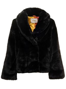 推荐mona2 Black Belted Faux Fur Coat Woman Apparis商品