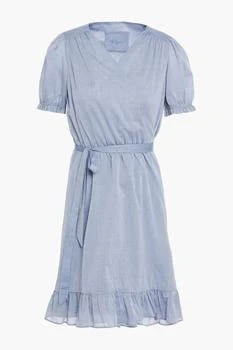 推荐Ruffled cotton-voile mini wrap dress商品