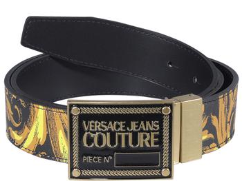 Versace | VERSACE JEANS BLACK-GOLD LEATHER BELT商品图片,7.4折
