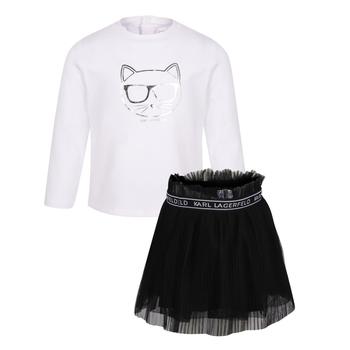 Karl Lagerfeld Paris | Metallic choupette logo top and tulle skirt set in black and white商品图片,6折×额外8.5折, 满$350减$150, 满减, 额外八五折