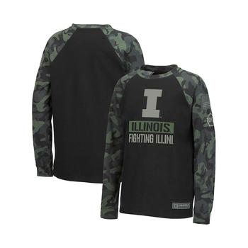 推荐Youth Boys Black and Camo Illinois Fighting Illini OHT Military-Inspired Appreciation Raglan Long Sleeve T-shirt商品