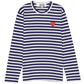 推荐Ladies Embroidered Heart Stripe Long-sleeve T-shirt商品