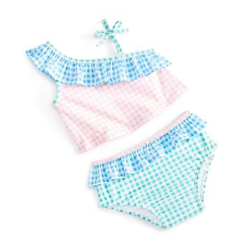 商品First Impressions | Toddler Girls Floaty Checkered Ruffle Swimsuit Set, Created for Macy's,商家Macy's,价格¥151图片