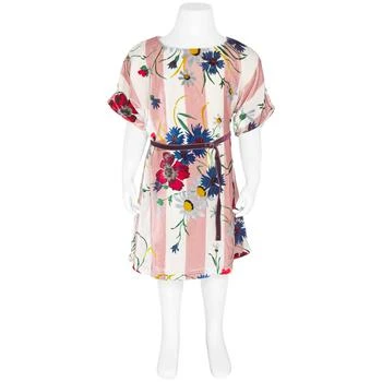 推荐Girls Striped Floral Print Velvet Shift Dress商品