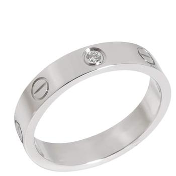 卡地亚戒指多少钱, [二手商品] Cartier | Cartier 18k White Gold 0.02 CTW Diamond Love Wedding Band Ring Size EU 52商品图片 9折