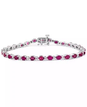 Effy | EFFY® Ruby (6-1/3  ct. t.w.) & Diamond (1/20 ct. t.w.) Link Bracelet in Sterling Silver,商家Macy's,价格¥3271