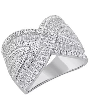 Macy's | Diamond Round & Baguette Statement Ring (2 ct. t.w.) in 14k White gold,商家Macy's,价格¥35984