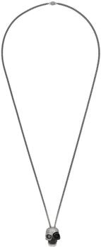 Alexander McQueen | Silver & Black Divided Skull Pendant Necklace商品图片,