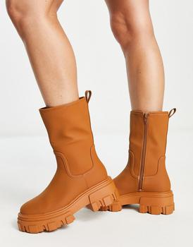 ASOS | ASOS DESIGN Acton chunky pull on boots in camel商品图片,7.4折