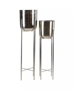 Rosemary Lane | Large Modern Metallic Planters with Stands, Set of 2,商家Macy's,价格¥1414