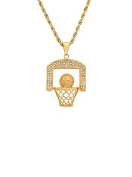 商品18K Goldplated & 2.13 TCW Simulated Diamond Basketball Pendant Necklace图片