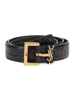 ysl皮带, Yves Saint Laurent | Crocodile-Embossed Leather Belt商品图片 