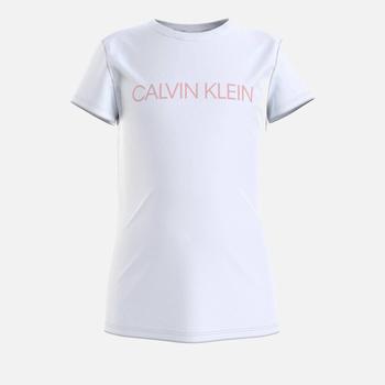 Calvin Klein | Calvin Klein Jeans Girl's Institutional Slim T-Shirt - White/Sand Rose商品图片,6.2折