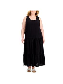 Calvin Klein | Plus Womens Sleeveless Tiered Shift Dress商品图片,3.6折起