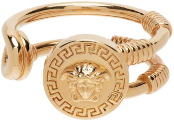 范思哲戒指真假, Versace | Gold Medusa Safety Pin Ring商品图片 7.2折