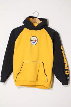 推荐Vintage Reebok Pittsburgh Steelers NFL Colorblock Hoodie Sweatshirt商品