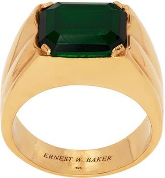 商品Ernest W. Baker | Gold & Green Stone Ring,商家SSENSE,价格¥1811图片